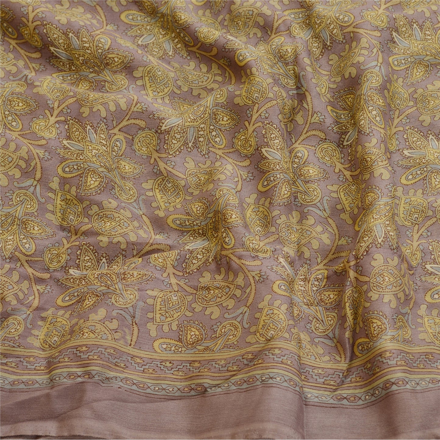 Sanskriti Vintage Purple Indian Sarees Chiffon Printed Sari Soft Craft Sustainable Fabric