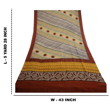 Sanskriti Vintage Multi Printed Sarees Ren Georgette Silke Sari 5yd Håndværksmæssigt Bæredygtigt Stoff