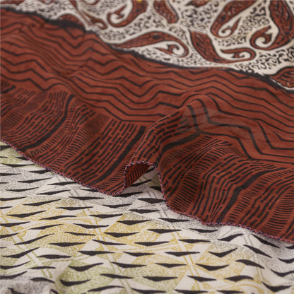 Sanskriti Vintage Multi Printed Sarees Ren Georgette Silke Sari 5yd Håndværksmæssigt Bæredygtigt Stoff