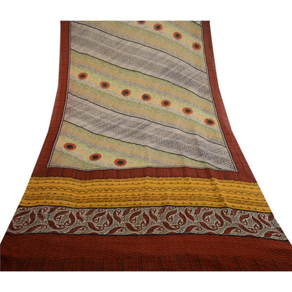 Sanskriti Vintage Multi Printed Sarees Ren Georgette Silke Sari 5yd Håndværksmæssigt Bæredygtigt Stoff