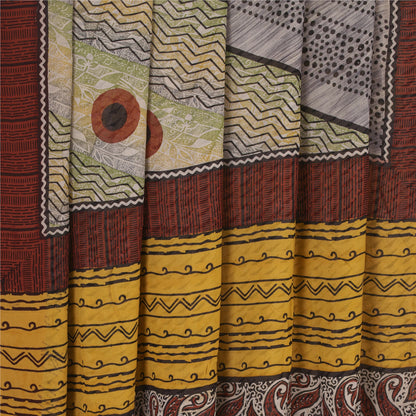 Sanskriti Vintage Multi Printed Sarees Ren Georgette Silke Sari 5yd Håndværksmæssigt Bæredygtigt Stoff