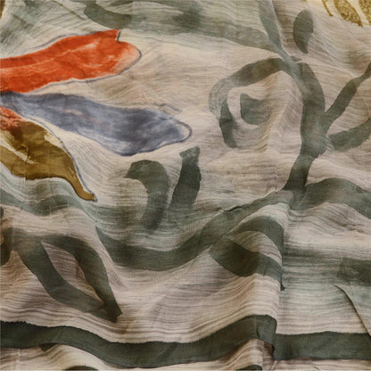 Sanskriti Vintage Green Sarees Blend Georgette Printed Sari Soft Craft Sustainable Fabric