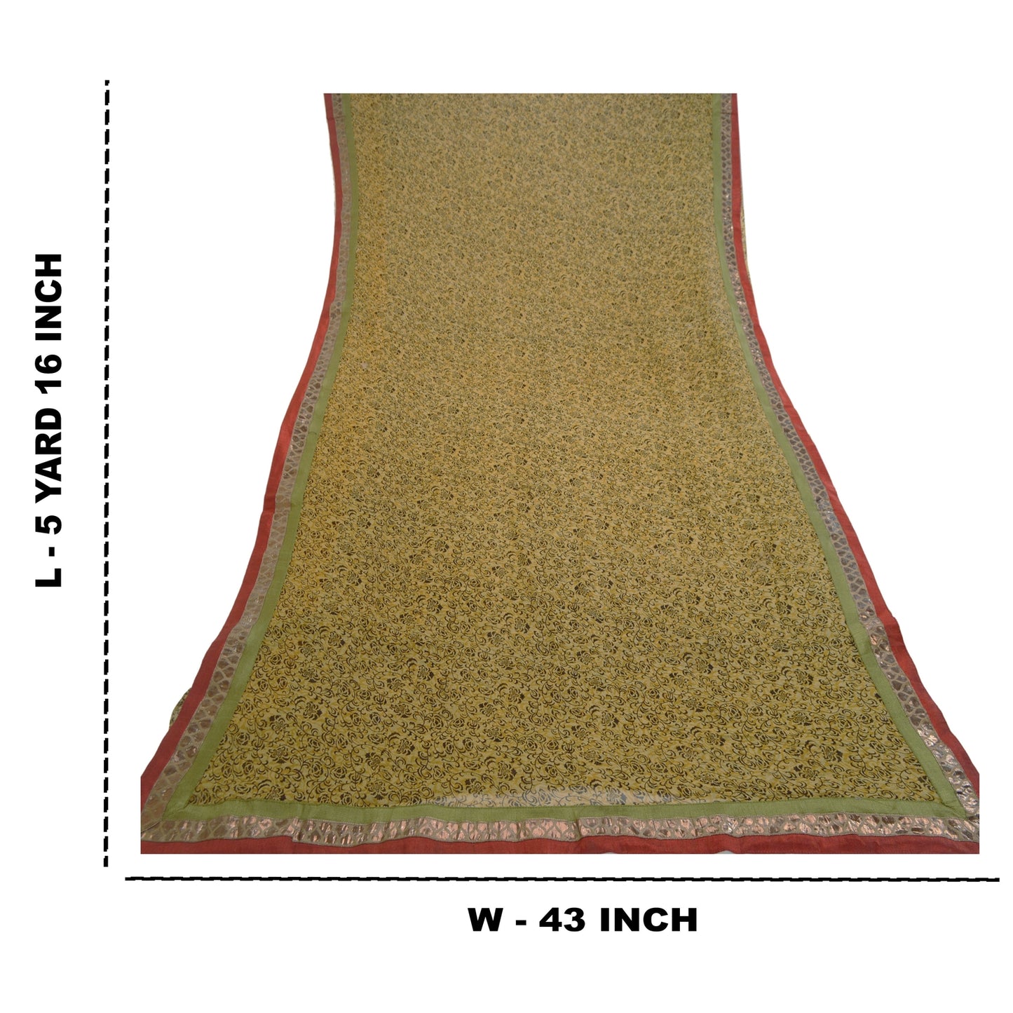 Sanskriti Vintage Green Sarees Blend Georgette Printed Sari Floral Craft Sustainable Fabric