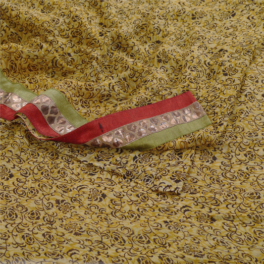 Sanskriti Vintage Green Sarees Blend Georgette Printed Sari Floral Craft Sustainable Fabric