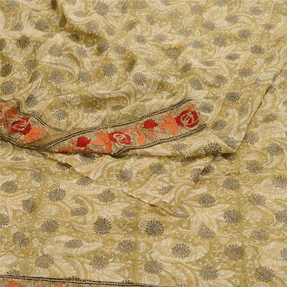 Сари Sanskriti Vintage Green Sparkle Sarees Pure Georgette Silk Print Sari 5yd Sustainable Fabric