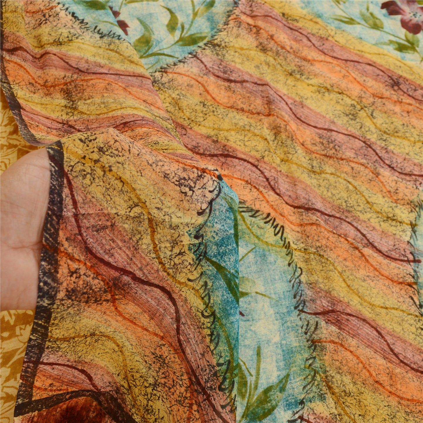Сари Sanskriti Vintage, 100% чистый шелк жоржет, напечатанное сари, 5 ярдов, ткань для рукоделия, устойчивая к истиранию