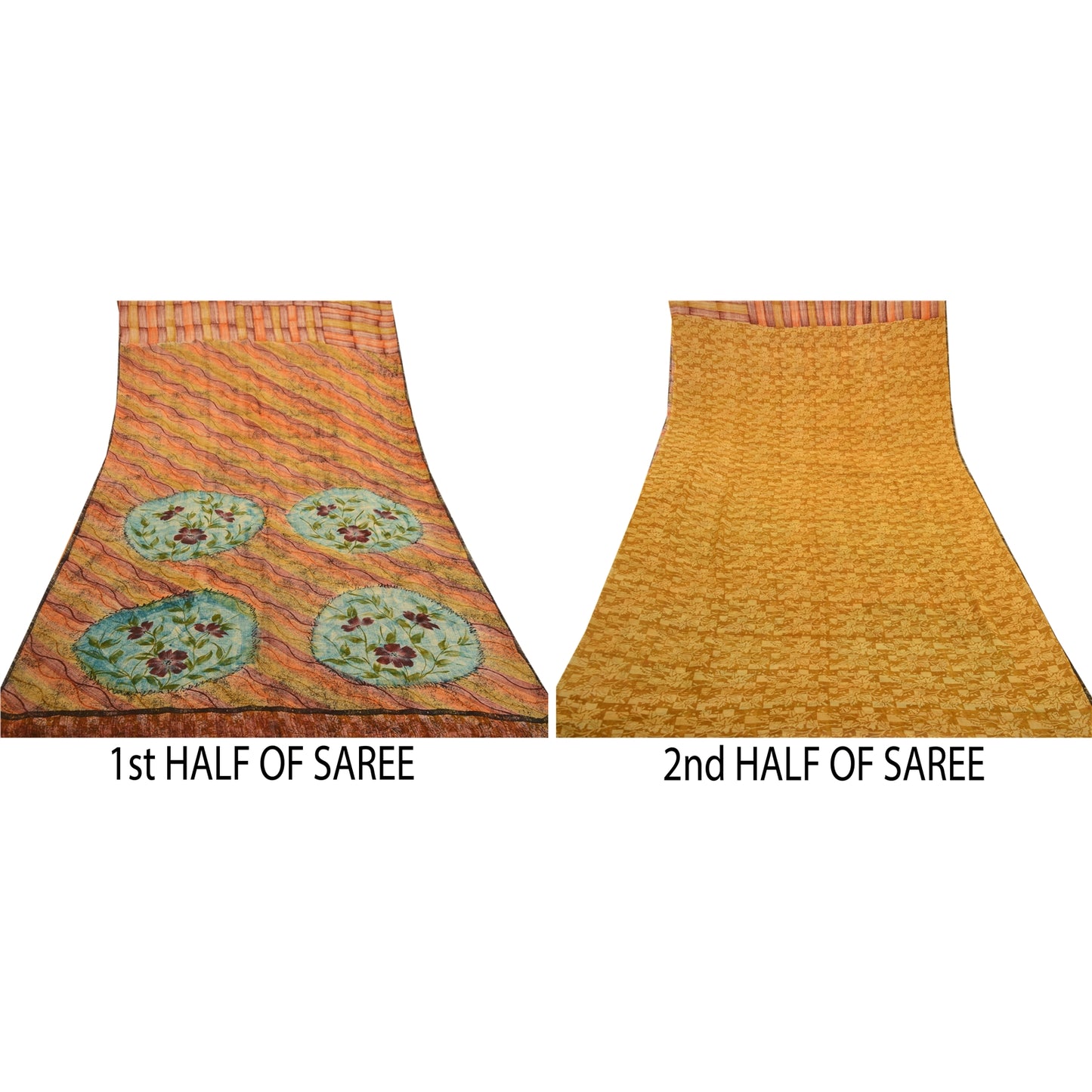 Сари Sanskriti Vintage, 100% чистый шелк жоржет, напечатанное сари, 5 ярдов, ткань для рукоделия, устойчивая к истиранию