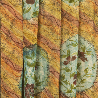 Сари Sanskriti Vintage, 100% чистый шелк жоржет, напечатанное сари, 5 ярдов, ткань для рукоделия, устойчивая к истиранию