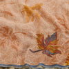 Sanskriti Vintage Peach Printed Sarees Pure Georgette Silk Sari 5yd Craft Fabric