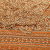 Sanskriti Vintage Sari Georgette Orange Indian Printed Sarees 5 Yd Soft Craft Fabric Create-Floral Dresses, Kaftans, Skirts, Tops
