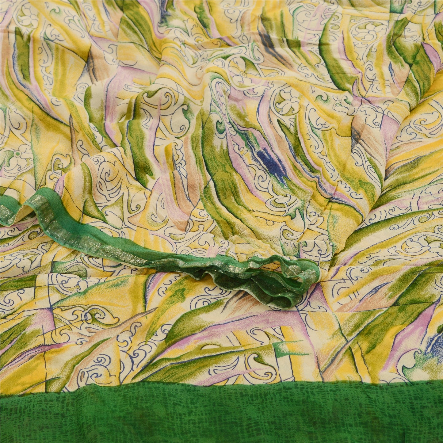 Sanskriti Vintage Multi Sarees Indian Blend Georgette Printed Sari Craft Sustainable Fabric