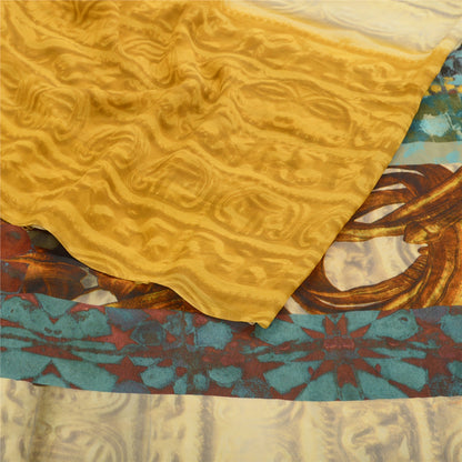 Sanskriti Vintage Ivory Digital Printed Sarees Pure Georgette Silk Sari Sustainable Fabric