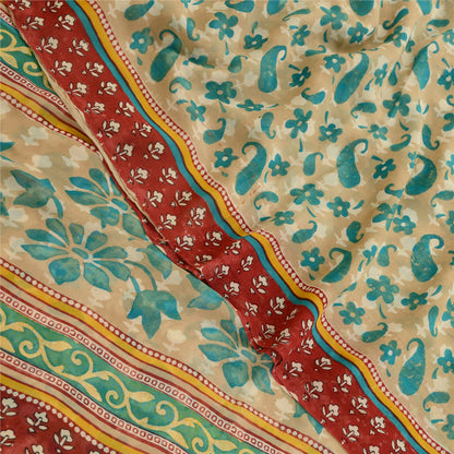 Сари Sanskriti Vintage Green Printed Sarees из чистого шелка-жоржета 5 ярдов, ткань для рукоделия из экологически чистой ткани