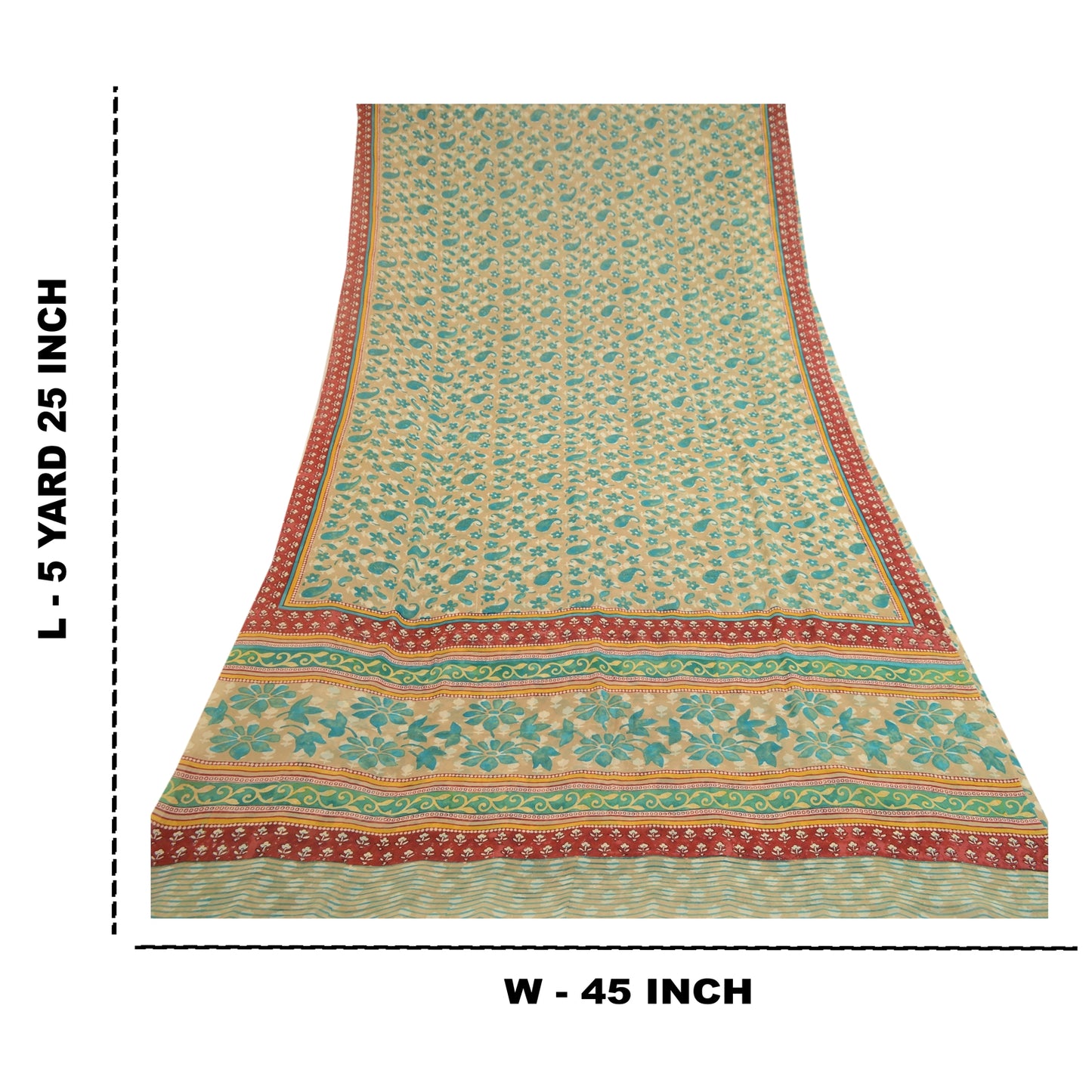Сари Sanskriti Vintage Green Printed Sarees из чистого шелка-жоржета 5 ярдов, ткань для рукоделия из экологически чистой ткани