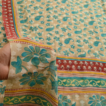 Сари Sanskriti Vintage Green Printed Sarees из чистого шелка-жоржета 5 ярдов, ткань для рукоделия из экологически чистой ткани