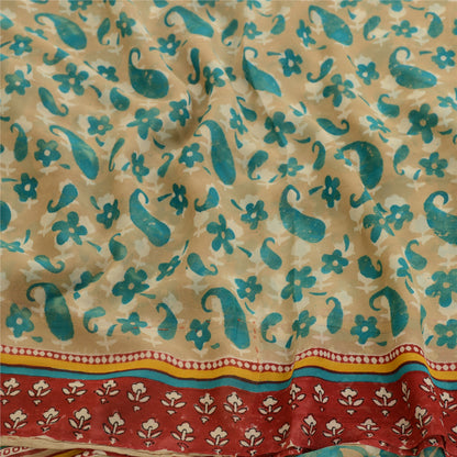 Сари Sanskriti Vintage Green Printed Sarees из чистого шелка-жоржета 5 ярдов, ткань для рукоделия из экологически чистой ткани