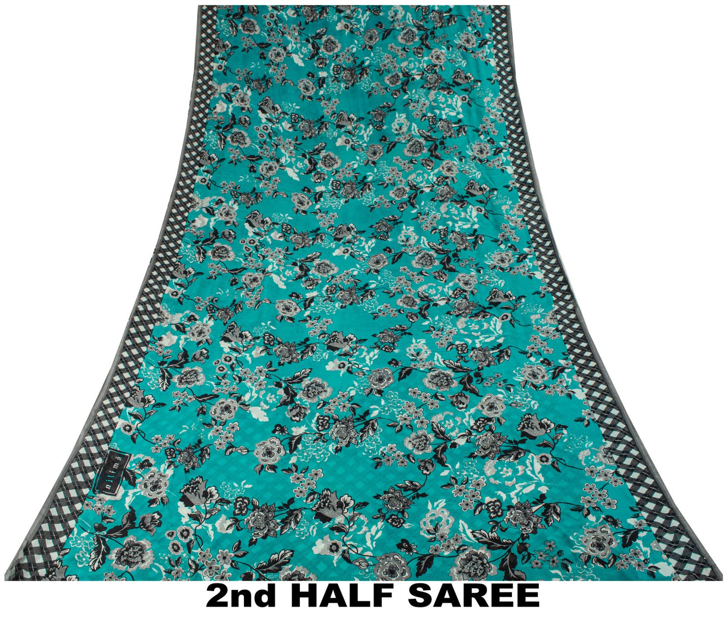 Sanskriti Vintage Saree Blue Pure Georgette Floral Geometric Printed Sari Fabric