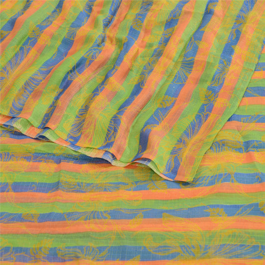 Sanskriti Vintage Multicolor Sarees Pure Chiffon Silk Printed Sari Craft Sustainable Fabric