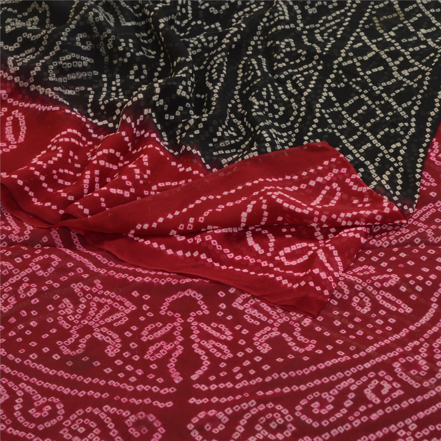 Sanskriti Vintage Black Sarees Pure Georgette Silk Printed Sari 5yd Craft Sustainable Fabric