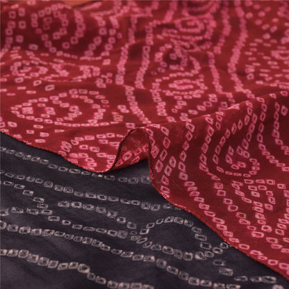 Sanskriti Vintage Black Sarees Pure Georgette Silk Printed Sari 5yd Craft Sustainable Fabric