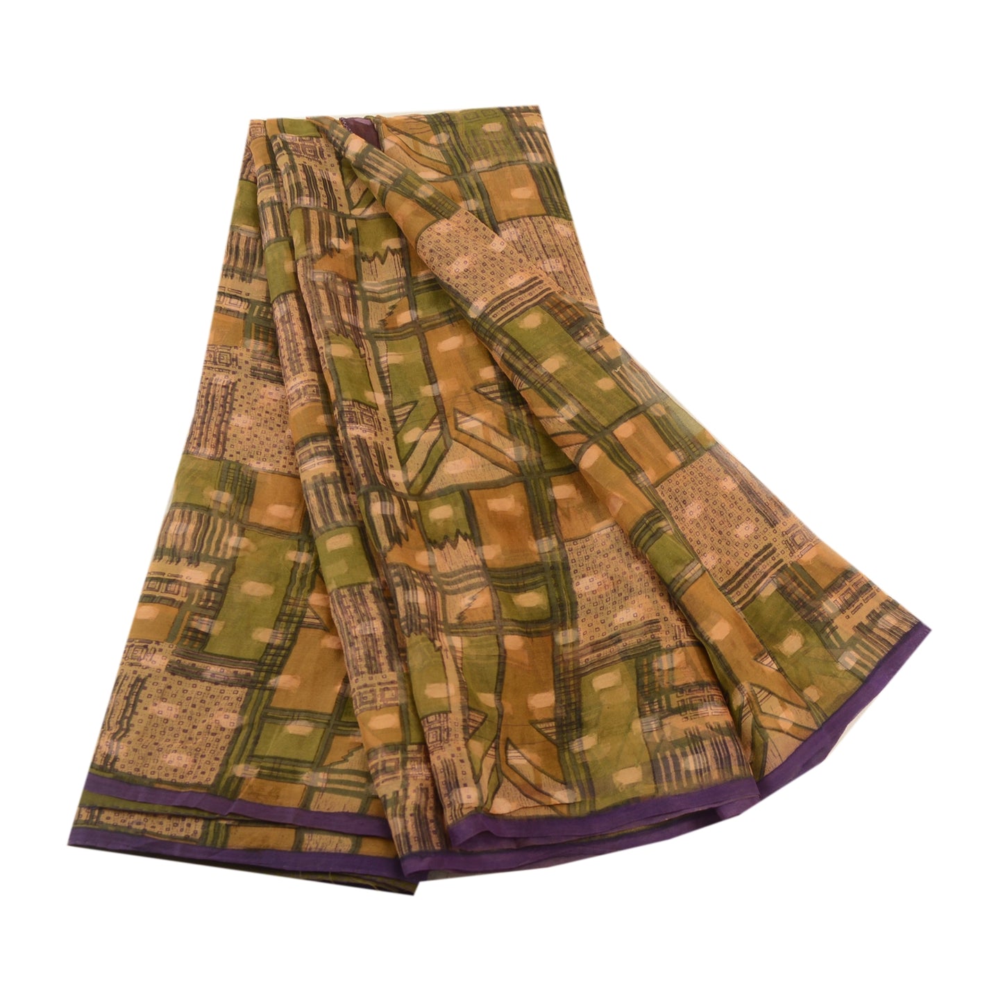 Sanskriti Vintage Multi Sarees Ren Georgette Silke Print Vævet Sari Håndværk Bæredygtigt Stoff