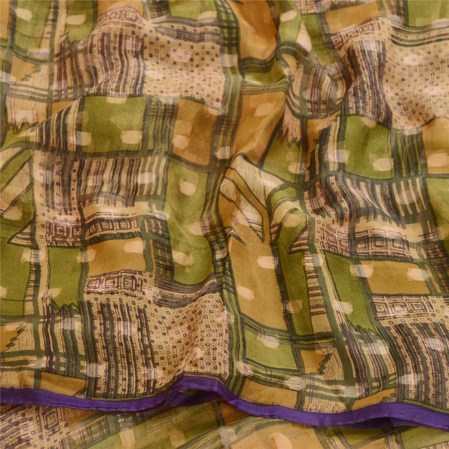 Sanskriti Vintage Multi Sarees Ren Georgette Silke Print Vævet Sari Håndværk Bæredygtigt Stoff