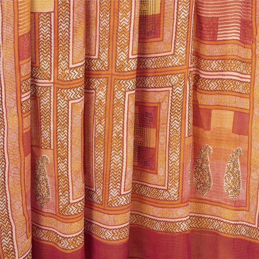 Sanskriti Vintage Multicolor Sarees Pure Georgette Silk Printed Sari 5YD Sustainable Fabric