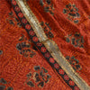 Sanskriti Vintage Sarees Print Patch Mørkerød Ren Georgette Silke Sari Bæredygtigt Stof