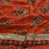 Sanskriti Vintage Sarees Print Patch Mørkerød Ren Georgette Silke Sari Bæredygtigt Stof