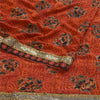 Sanskriti Vintage Sarees Print Patch Mørkerød Ren Georgette Silke Sari Bæredygtigt Stof