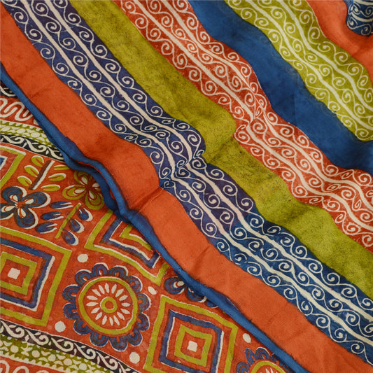 Сари Sanskriti Vintage, красное чистое шелковое сари с принтом, мягкая ткань для рукоделия, устойчивая к истиранию