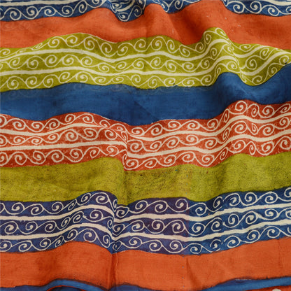 Sanskriti Vintage Sarees Red Pure Georgette Silk Printed Sari Soft Craft Sustainable Fabric