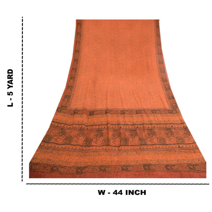 Sanskriti Vintage Safran Sarees Ren Georgette Silke Trykt Sari Håndværk Bæredygtigt Stoff
