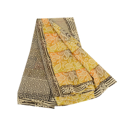 Sanskriti Vintage Multi Sarees Pure Georgette Silk Printed Sari 5yd Craft Sustainable Fabric