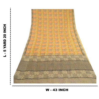 Sanskriti Vintage Multi Sarees Pure Georgette Silk Printed Sari 5yd Craft Sustainable Fabric