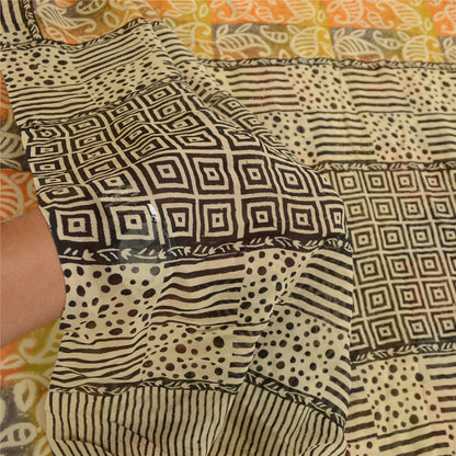Sanskriti Vintage Multi Sarees Pure Georgette Silk Printed Sari 5yd Craft Sustainable Fabric