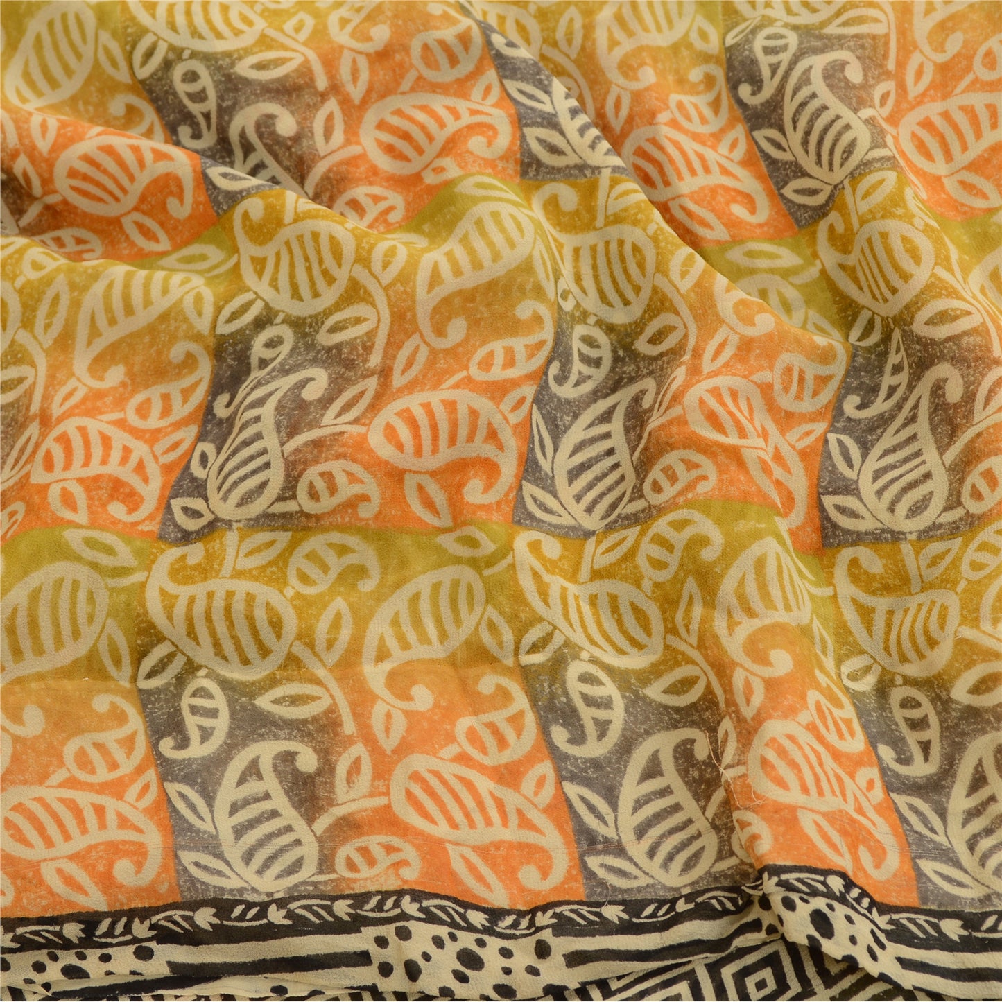 Sanskriti Vintage Multi Sarees Pure Georgette Silk Printed Sari 5yd Craft Sustainable Fabric