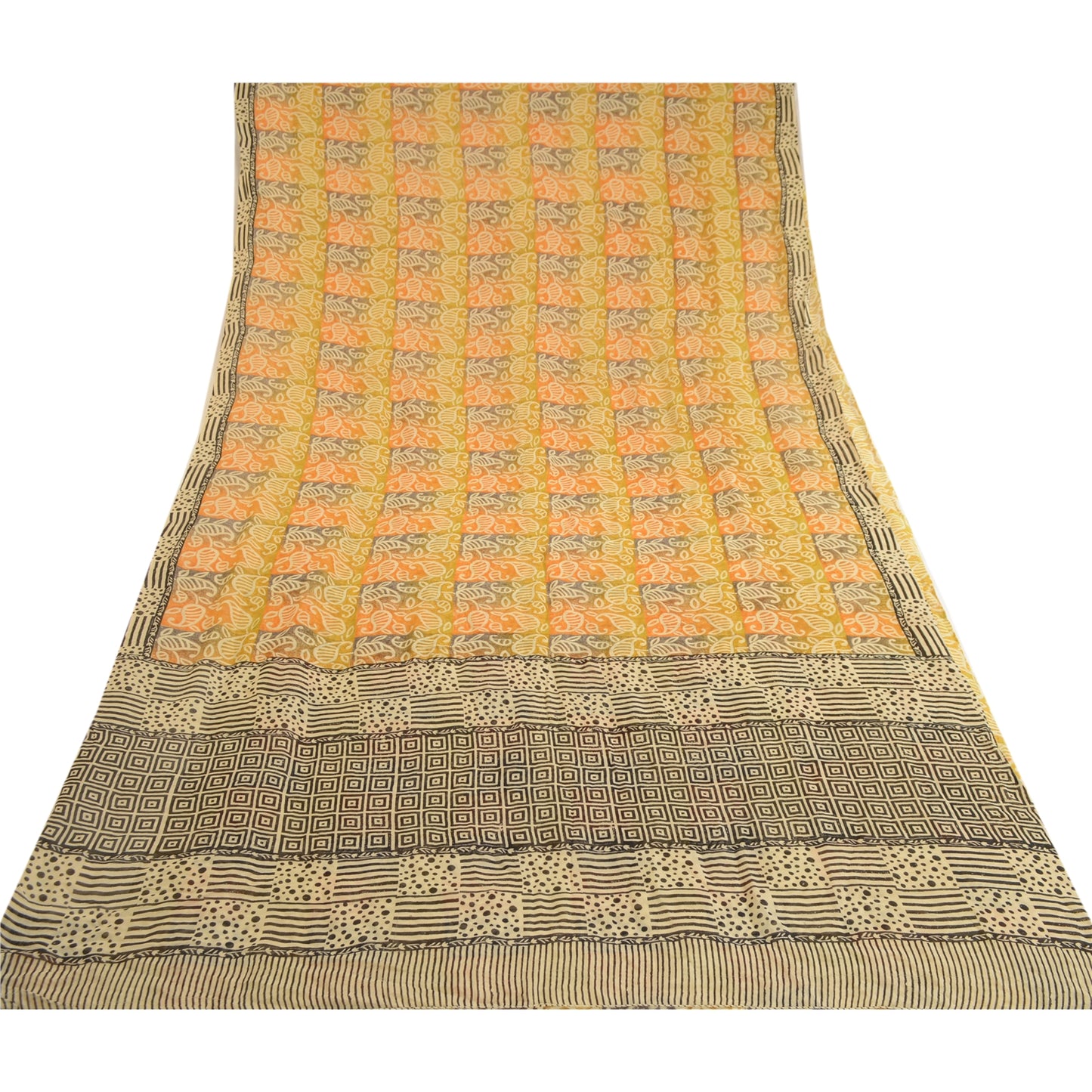 Sanskriti Vintage Multi Sarees Pure Georgette Silk Printed Sari 5yd Craft Sustainable Fabric