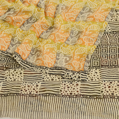 Sanskriti Vintage Multi Sarees Pure Georgette Silk Printed Sari 5yd Craft Sustainable Fabric