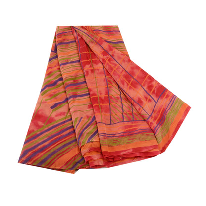 Sanskriti Vintage Red Tie-Dye Georgette Silk Saree: Printed Craft Fabric 5 Yd Create-Floral Dresses, Kaftans, Skirts, Tops