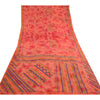 Sanskriti Vintage Red Tie-Dye Georgette Silk Saree: Printed Craft Fabric 5 Yd Create-Floral Dresses, Kaftans, Skirts, Tops
