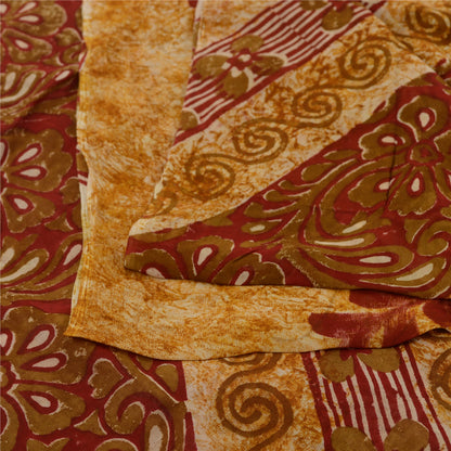Sanskriti Vintage 100% Pure Georgette Silk Purple Printed Saree 5 Yd Floral Craft Fabric Bohemian Fabric For Dressmaking,Craft Supplies
