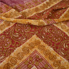 Sanskriti Vintage 100% Pure Georgette Silk Purple Printed Saree 5 Yd Floral Craft Fabric Bohemian Fabric For Dressmaking,Craft Supplies