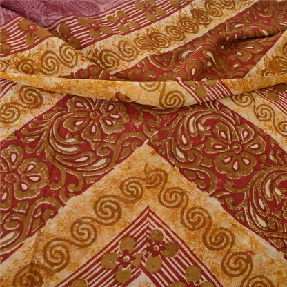 Sanskriti Vintage 100% Pure Georgette Silk Purple Printed Saree 5 Yd Floral Craft Fabric Bohemian Fabric For Dressmaking,Craft Supplies