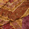 Sanskriti Vintage 100% Pure Georgette Silk Purple Printed Saree 5 Yd Floral Craft Fabric Bohemian Fabric For Dressmaking,Craft Supplies