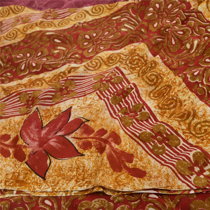 Sanskriti Vintage 100% Pure Georgette Silk Purple Printed Saree 5 Yd Floral Craft Fabric Bohemian Fabric For Dressmaking,Craft Supplies