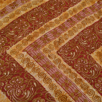Sanskriti Vintage 100% Pure Georgette Silk Purple Printed Saree 5 Yd Floral Craft Fabric Bohemian Fabric For Dressmaking,Craft Supplies
