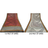 Sanskriti Vintage Sarees Dark Red Blend Georgette Printed Sari 5YD Craft Sustainable Fabric