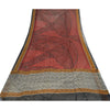 Sanskriti Vintage Sarees Dark Red Blend Georgette Printed Sari 5YD Craft Sustainable Fabric