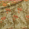 Sanskriti Vintage 100% Pure Georgette Silk Green/Orang Printed Saree 5 yD Craft Fabric Floral Upcycled Sarongs, Scarves, or Stoles